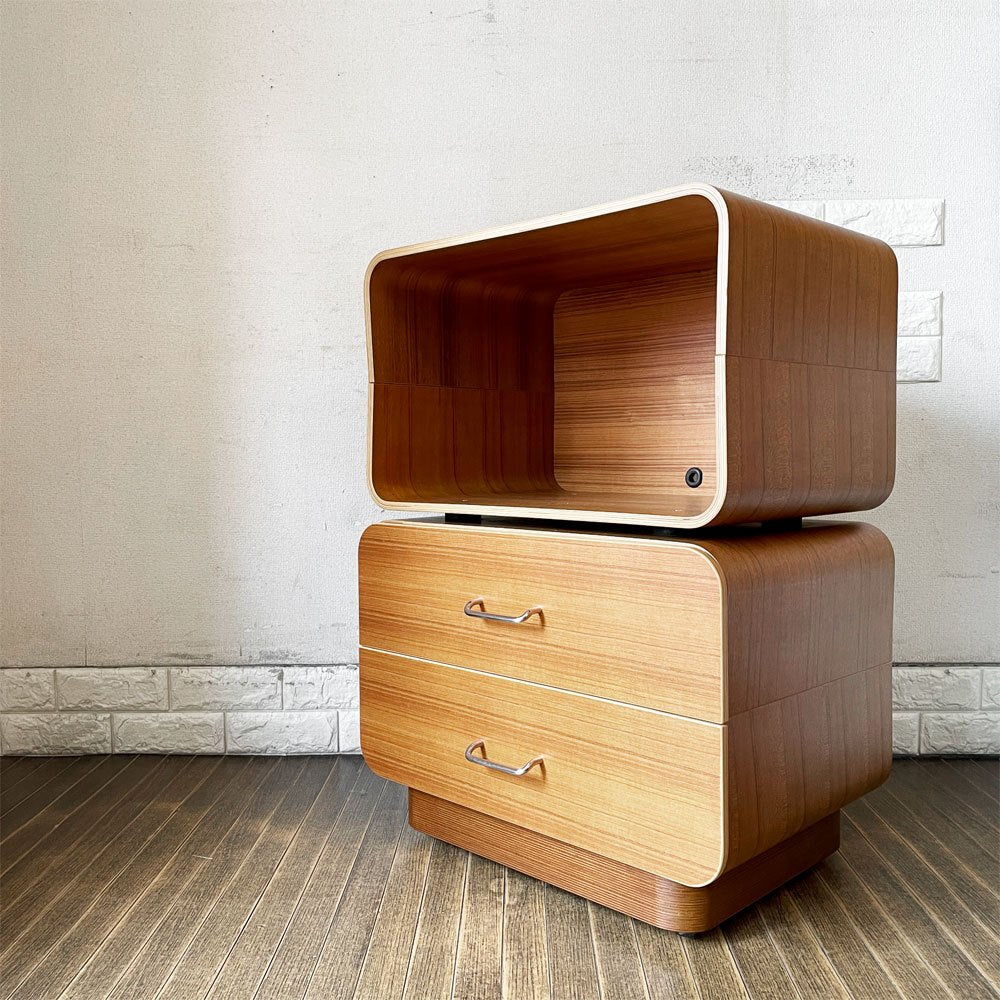 モダニカ MODERNICA セルシステム Cell System チーク材 2段 オープン＋2ドロワーユニット W60cm キャスターベース 廃番仕様 ◎