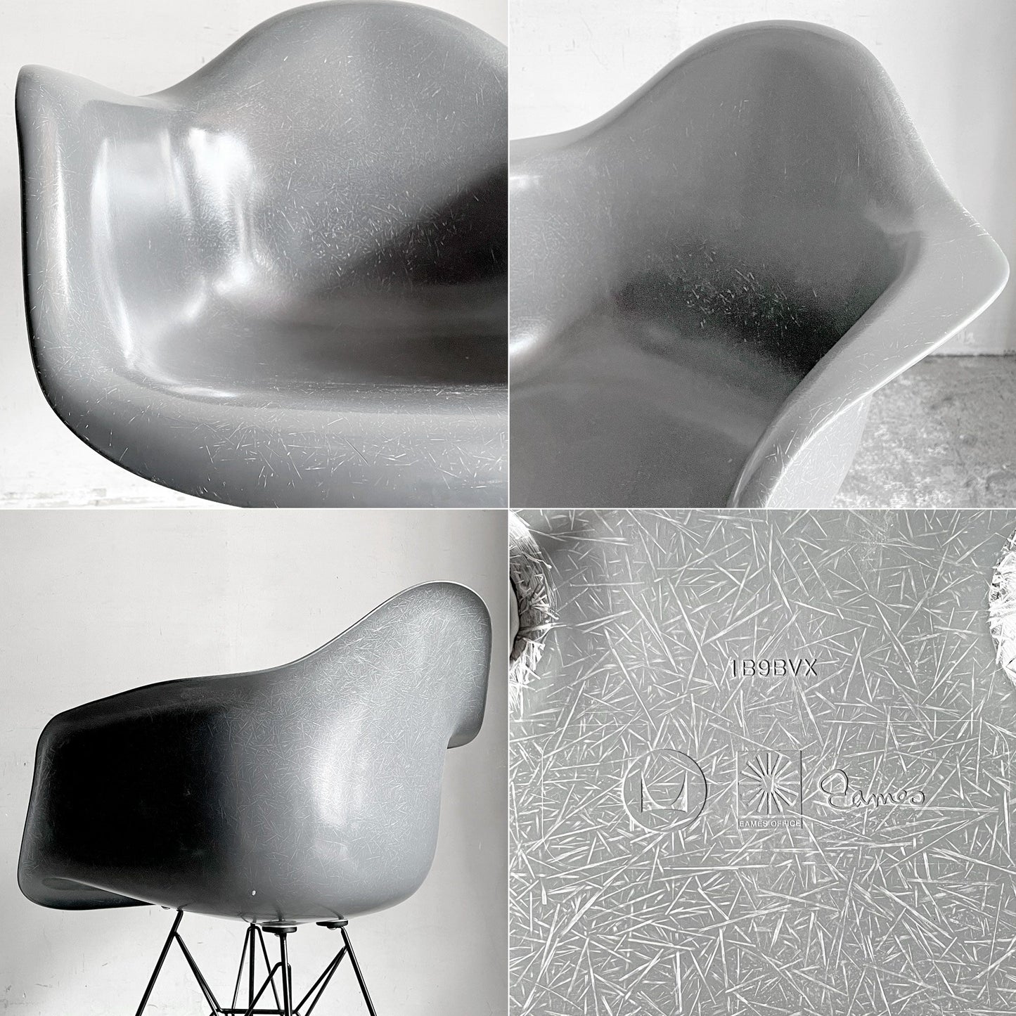 ハーマンミラー Herman Miller アームシェルチェア 現行FRP製 エレファントハイドグレー エッフェルベース C&R イームズ ミッドセンチュリー ■