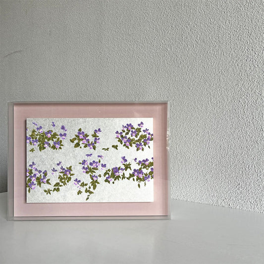 楚里勇己 Yuuki Sori スミレハナ P6号 銀箔 岩絵具 典具帖紙 神郷紙 アクリル額装品 52×38cm 日本画家 〓