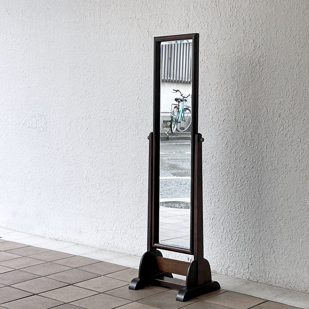 松本民芸家具 C型 姿見 スタンドミラー ミズメザクラ 無垢材 W31cm H112.5cm モダンデザイン ◇