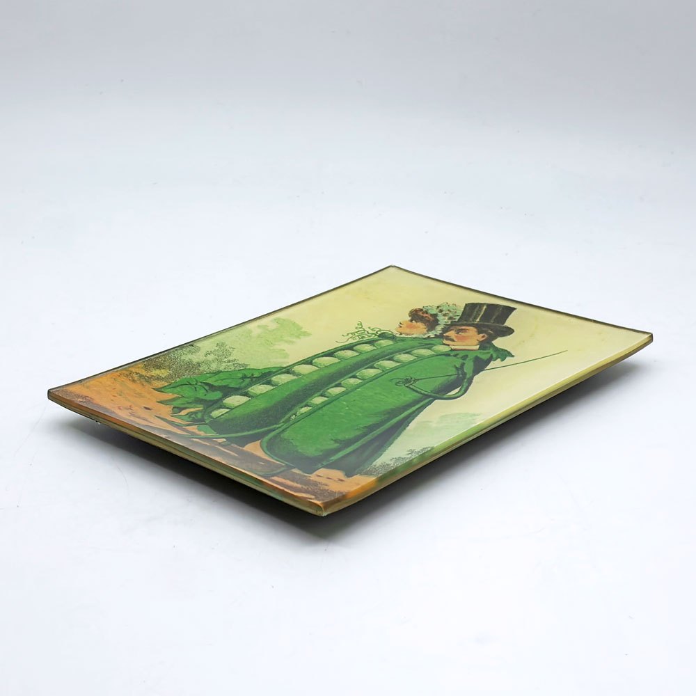 ジョンデリアン JOHN DERIAN デコパージュプレート エンドウ豆の夫妻 Peas in a Pod Mini-Tray 飾り皿 ニューヨーク H.P.FRANCE 取扱 ●