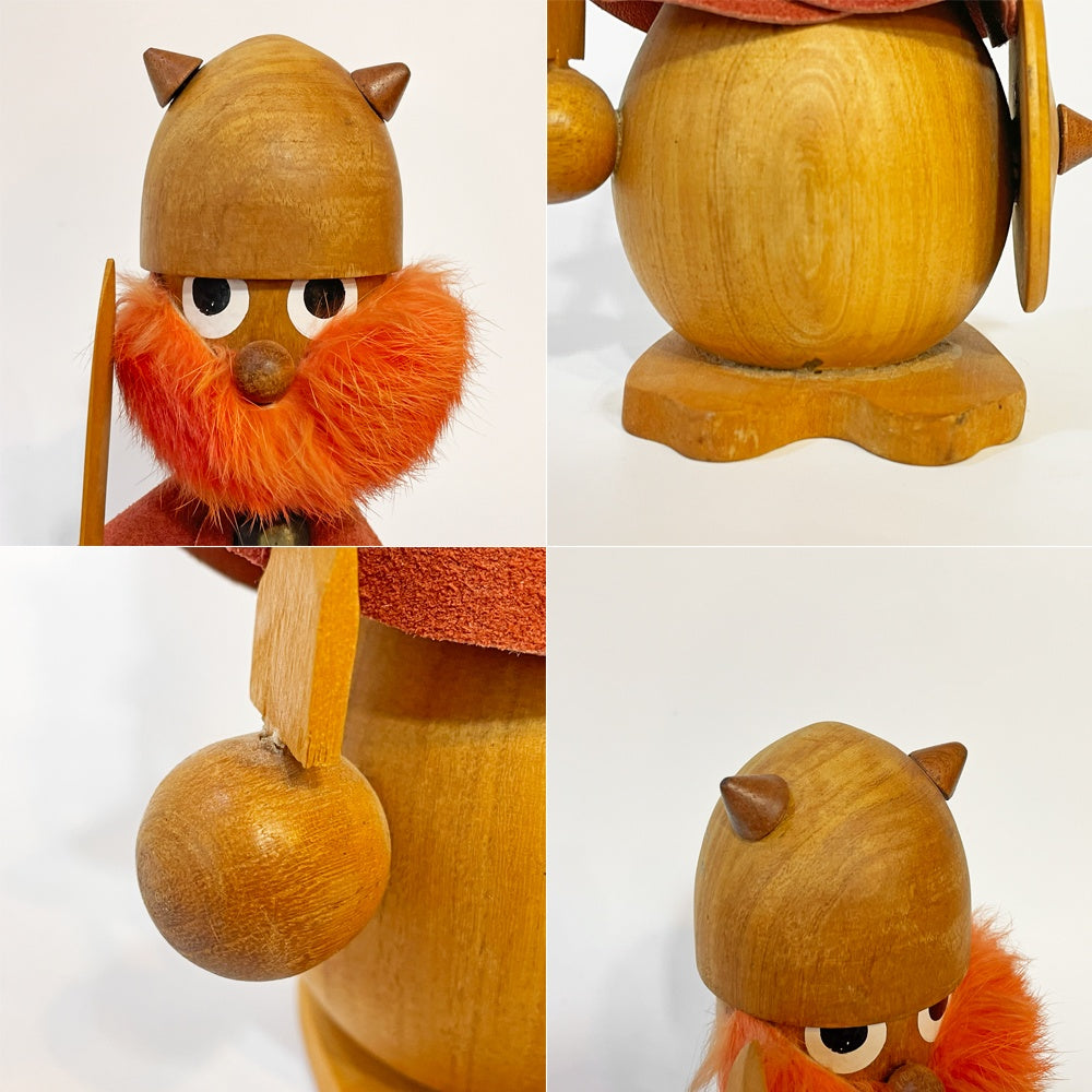 デンマークビンテージ Danish vintage wooden viking ノギンス バイキング 木製フィギュア オブジェ 24cm 北欧雑貨 ★