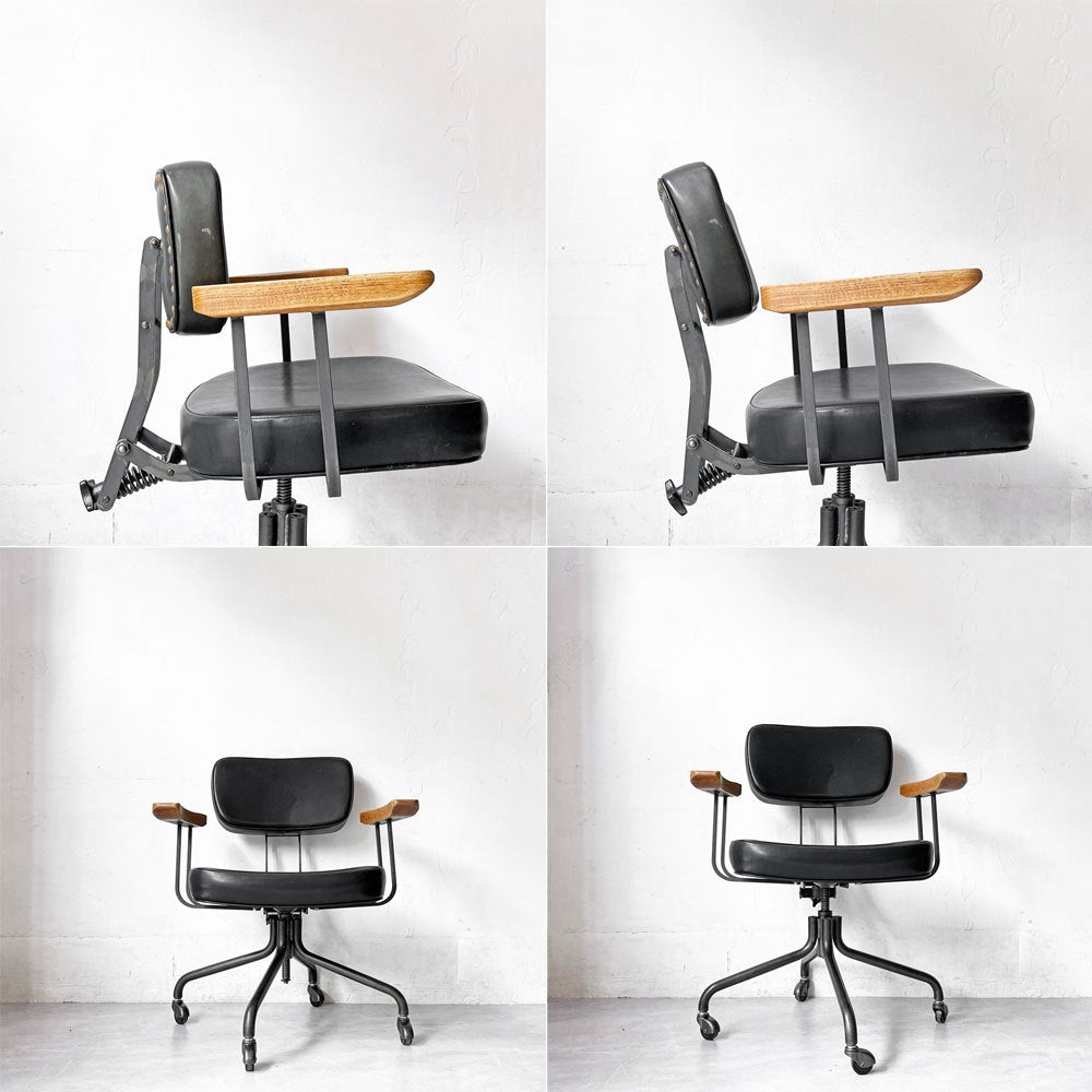 トラックファニチャー TRUCK FURNITURE デスクワークチェア DESKWORK CHAIR アーム付き 本革 昇降機能 キャスター付き 参考価格￥ 183,700- ★