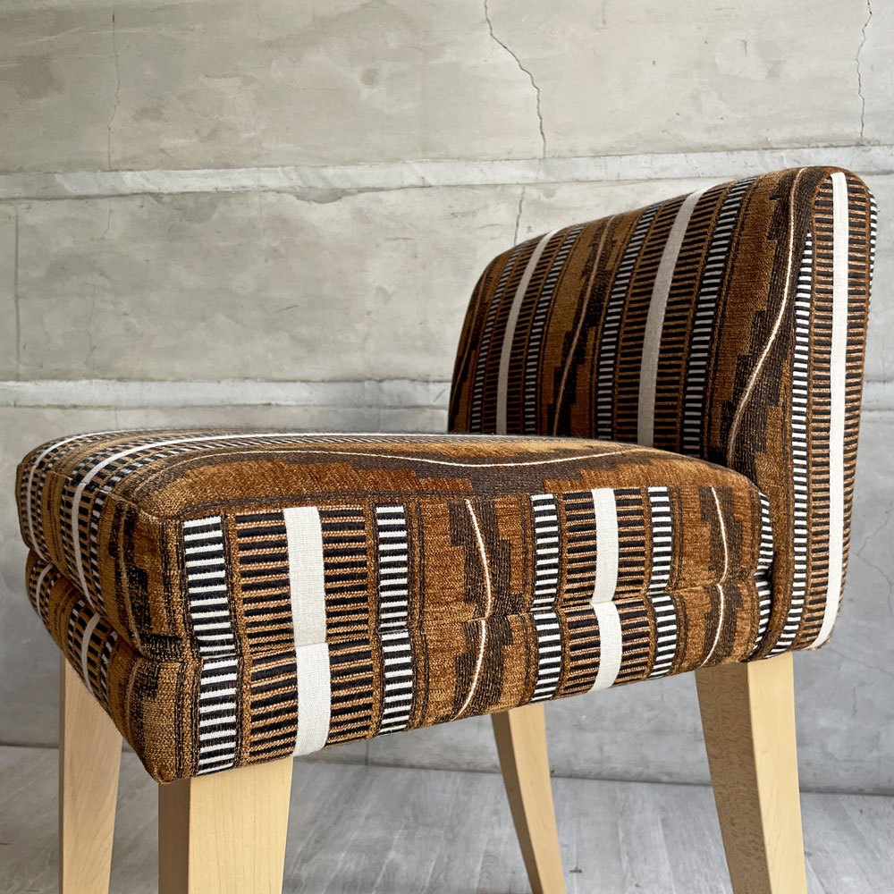 イデー IDEE ローバックチェア LOW BACK CHAIR ダイニングチェア メープル材 ミッドセンチュリーテイスト 受注生産品 廃番生地 希少 ♪