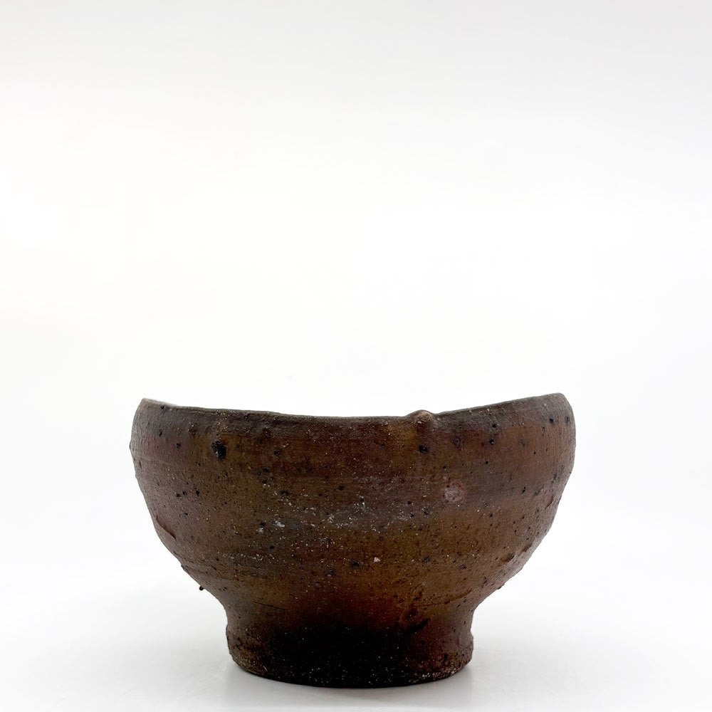 森岡成好 南蛮焼締 碗 鉢 ボウル 17cm 陶芸家 現代作家 ●
