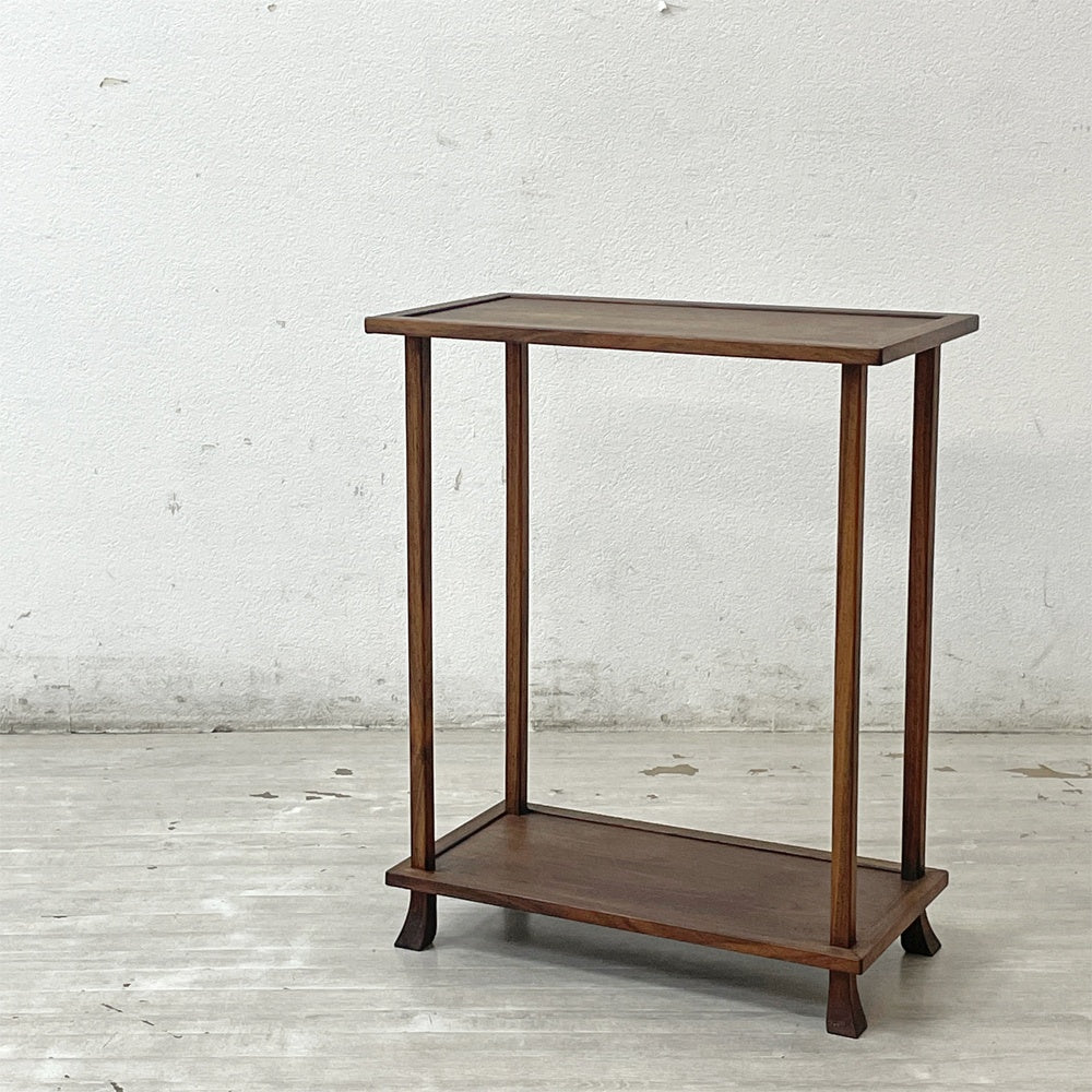 ジャパンビンテージ 木製 花台 飾り棚 サイドテーブル チーク材 W52cm vintage ●