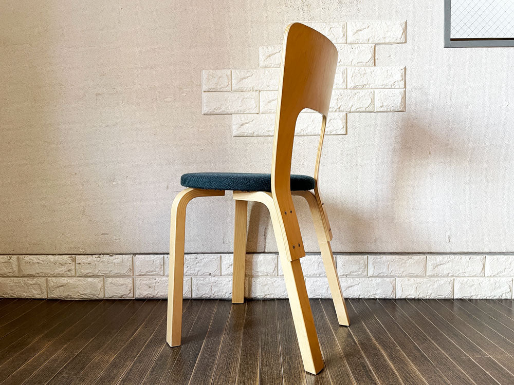 アルテック artek チェア66 Chair66 ダイニングチェア バーチ材 ナチュラルラッカー ファブリックシート NC生地 座面張替済 アルヴァ・アアルト フィンランド 北欧家具 ◎