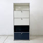 ユーエスエムハラー USMハラー USM Haller モジュラーファニチャー キャビネット シェルフ 1列5段 W77×D37cm ドロップダウンドア×2 エクステンションドア×1 メタルボックスインサート付 ●