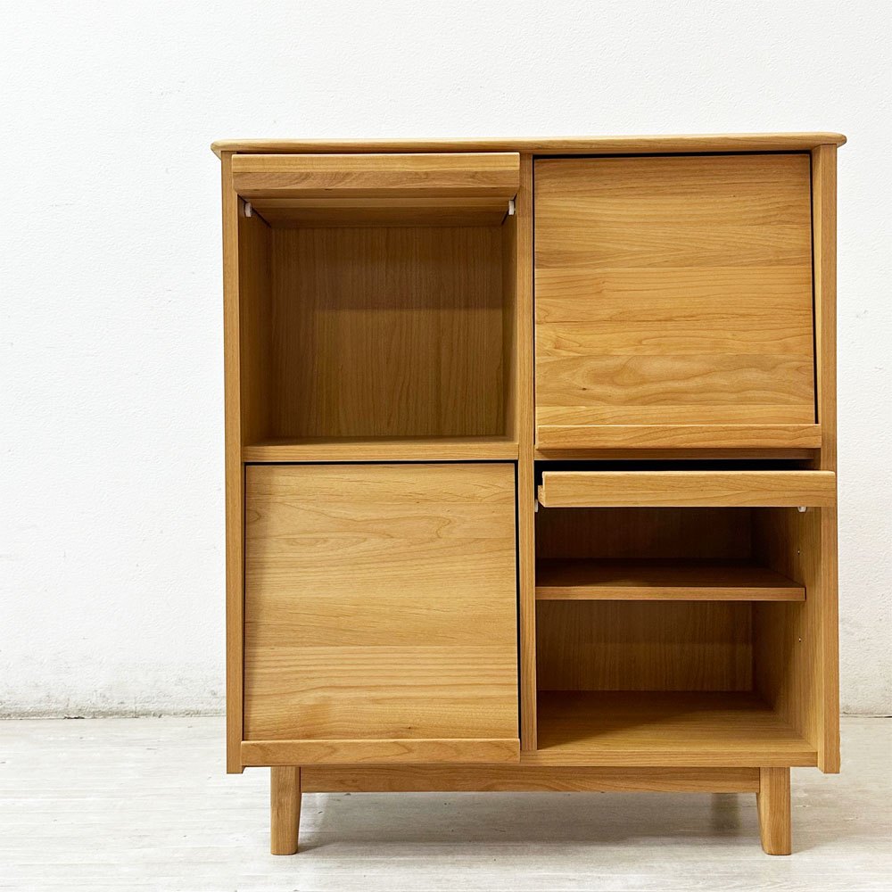 一世紀 ISSEIKI フラップ マガジンラック ナチュラル ERIS-2 82 FRAP MAGAZINE RACK (NA) アルダー無垢材 2列2段 ナチュラルデザイン ●