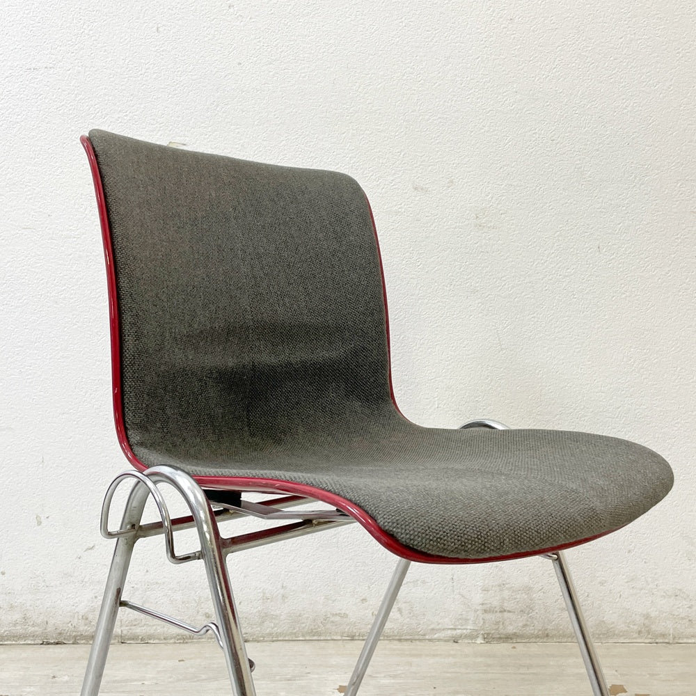 コトブキ KOTOBUKI 柳宗理 FRP サイドチェア 別注 レッドシェル オリジナルファブリック スタッキング ジャパニーズミッドセンチュリー ビンテージ LowタイプB ●