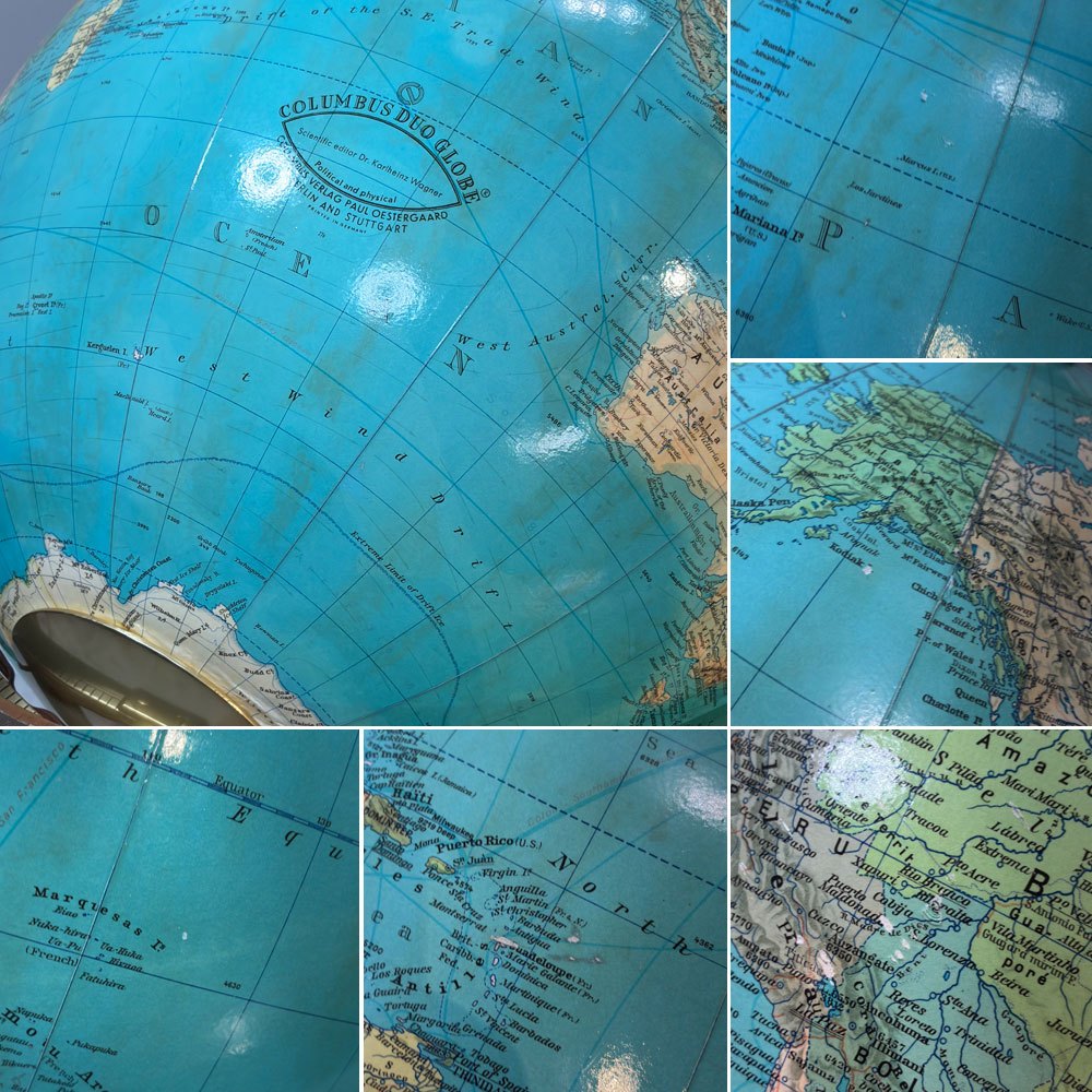 コロンブス COLUMBUS デュオ DUO 地球儀 グローブランプ GLOBE LAMP 物理・行政地図切り替え コロニアル型 ドイツ ●