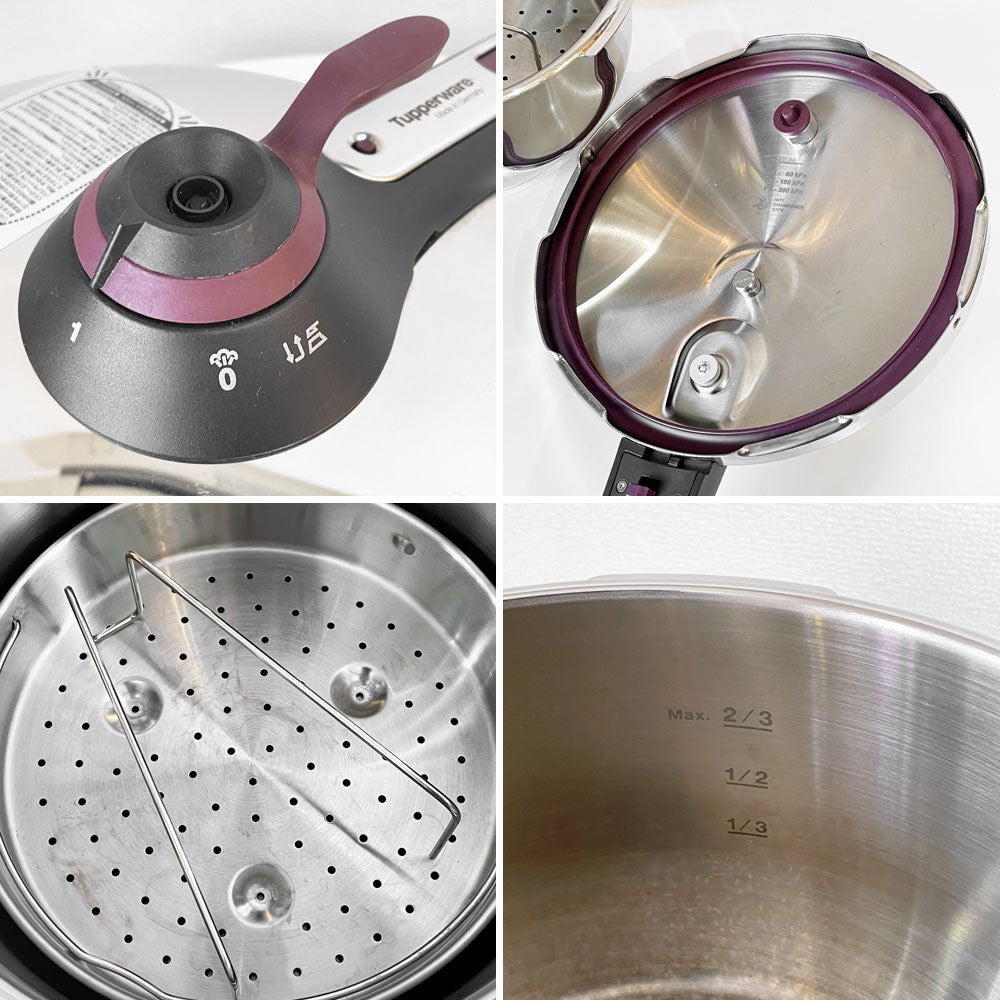 タッパーウェア Tupperware 圧力鍋 Pressure Cooker 4.5L すのこ 三脚付き ステンレス ドイツ製 定価 45,000円 ◎