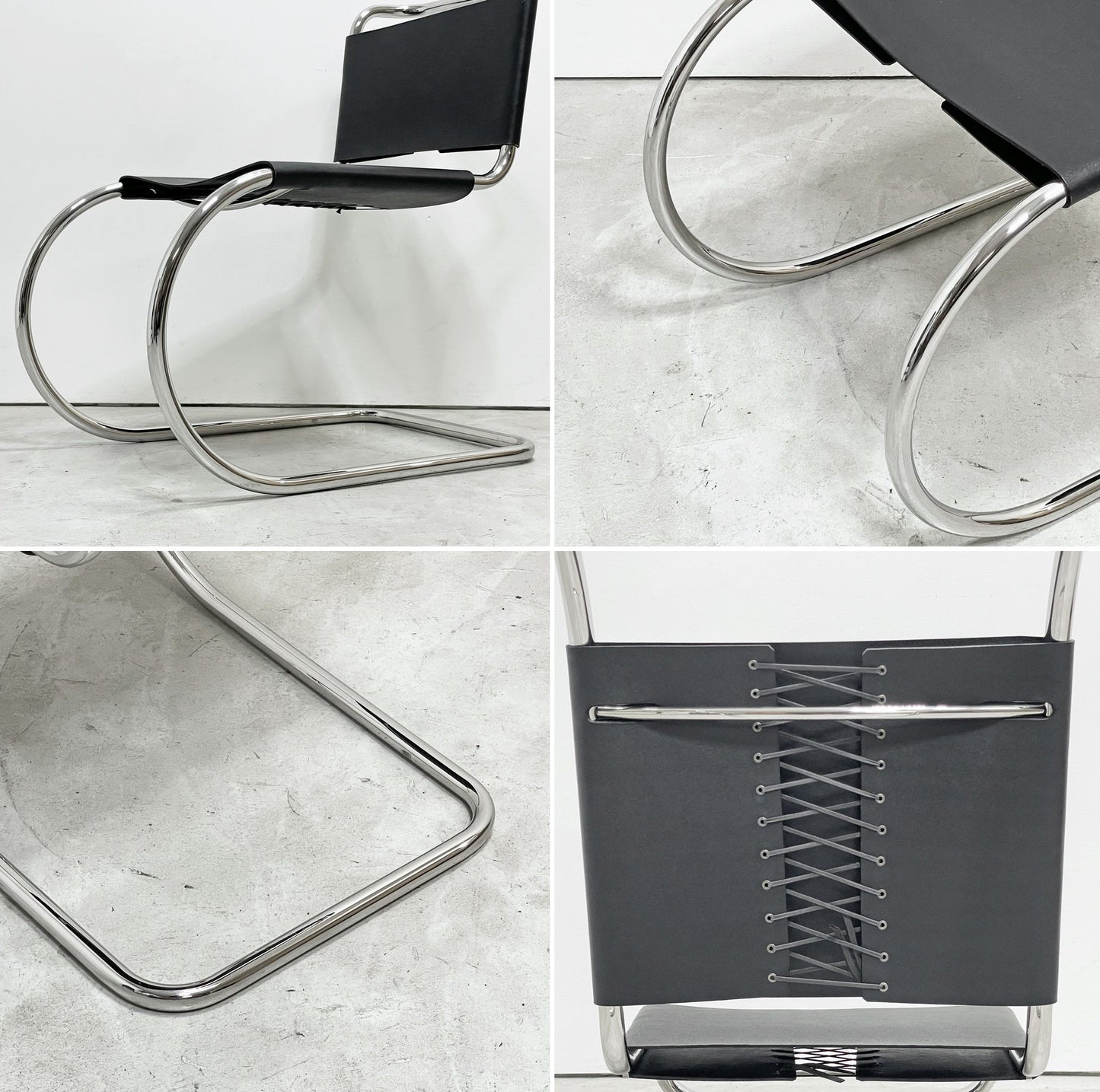 ノル Knoll ミースファンデルローエコレクション Mies van der Rohe Collection  MRサイドチェア MR SIDECHAIR カンチレバーチェア カウハイド 本革 ●