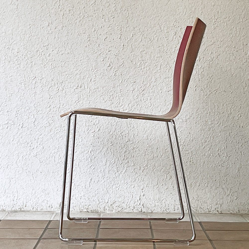 エンゲルブレヒト Engelbrechts チャリック CHAIRIK 107 ダイニングチェア スタッキング そり足 ボルドー 未使用品 デンマーク B ◇