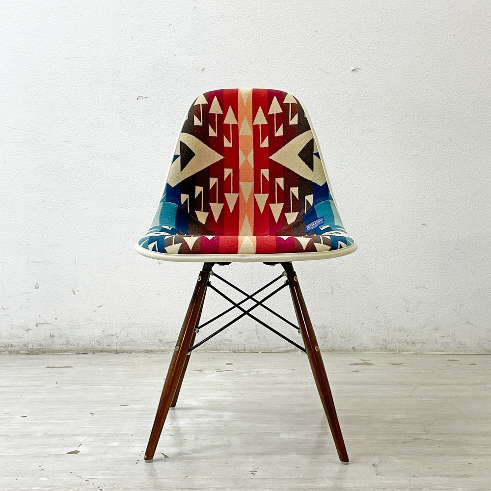 メイドバイセブン リユース MADE BY SEVEN REUSE ペンドルトン PENDLETON × ハーマンミラー Herman Mille サイドシェルチェア Big Thunder Scarlet FRP製 ドゥエルレッグベース C&R イームズ ミッドセンチュリー ●