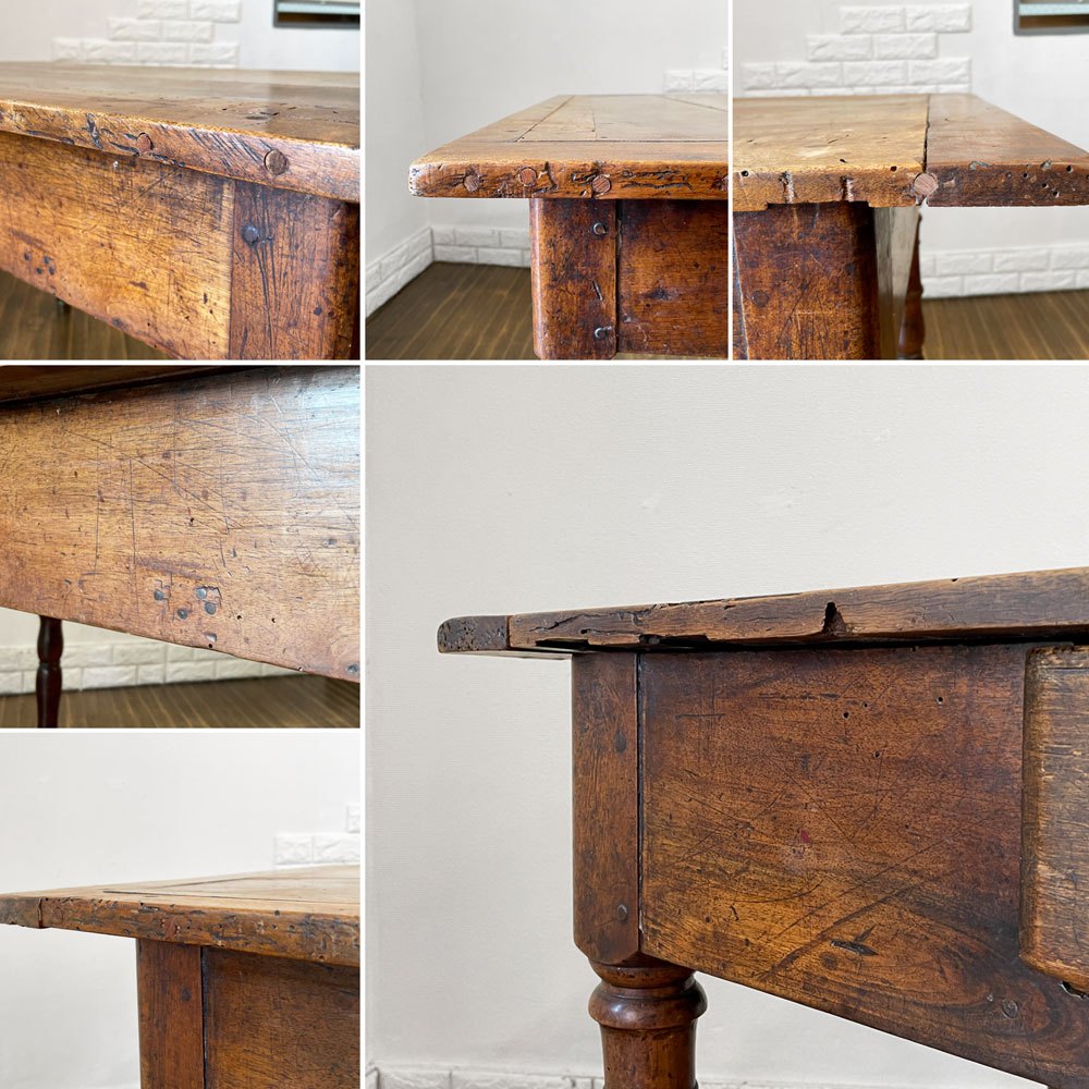 フランスビンテージ France Vintage ダイニングテーブル デスク 作業台 1ドロワー シャビーシック ◎