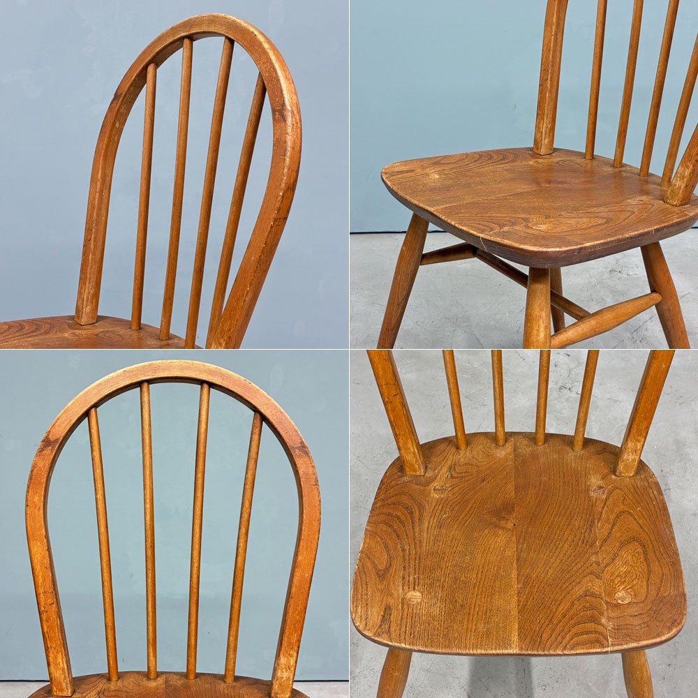 アーコール Ercol フープバックチェア ダイニングチェア スポークバック エルム材×ビーチ材 UKビンテージ 英国家具 ◎