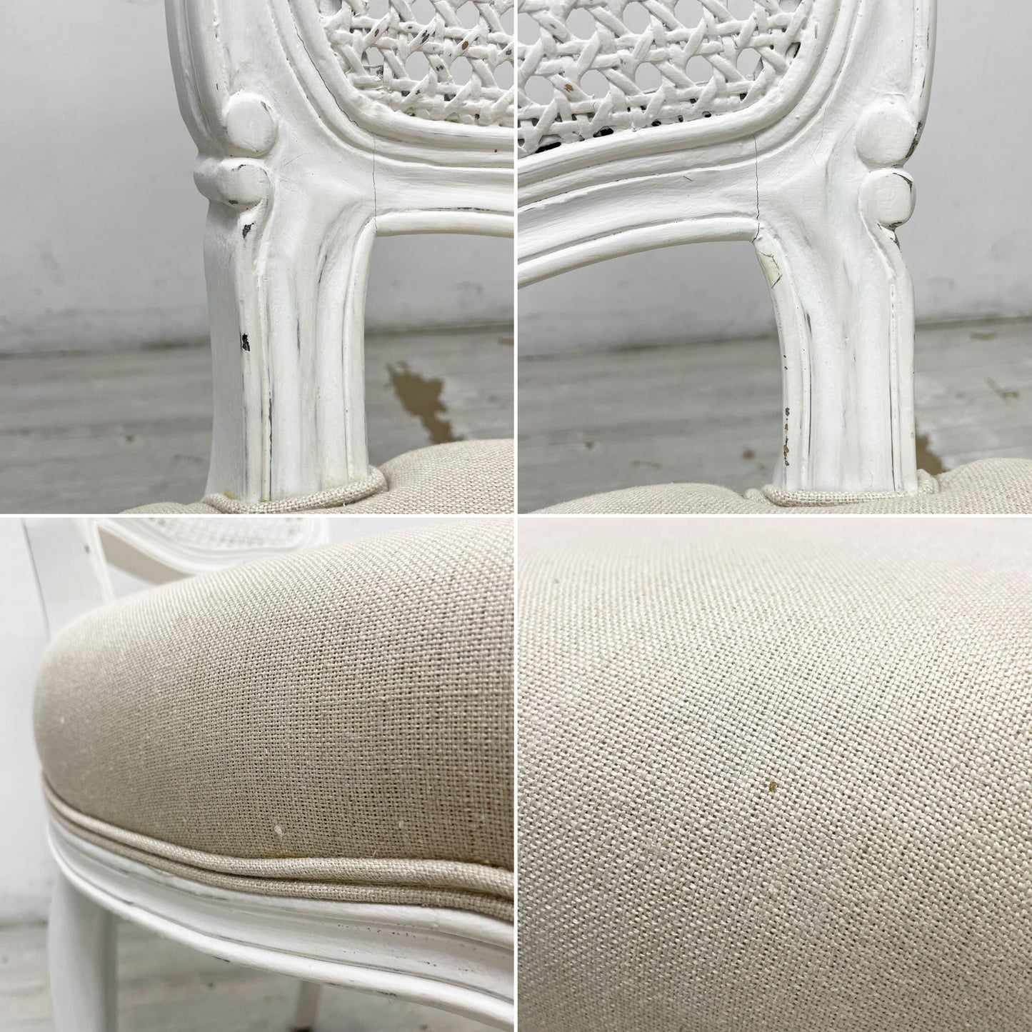 サラグレース Sarah Grace SGD デビュー ダイニングチェア DEBUT DINING CHAIR CHARM BD WHITE&NATURAL LINEN ラタンバック アンティーク風 参考定価 \55,000- B ●