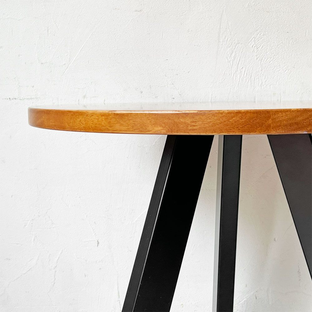 かなでもの KANADEMONO ザ・カフェテーブル THE CAFE TABLE Black Steel 3pin ラウンド ラバーウッド天板 スチール Φ60cm ★