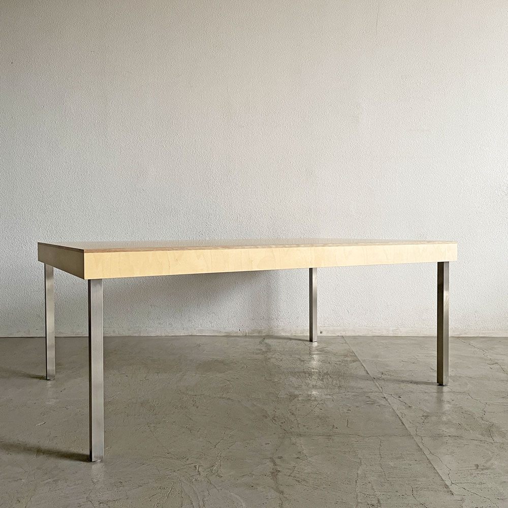 オーダーファニチャー 木製天板×鉄脚 ワークテーブル ダイニングテーブル ミーティングテーブル W180cm PLAT 上林剛典 インダストリアルスタイル 〓