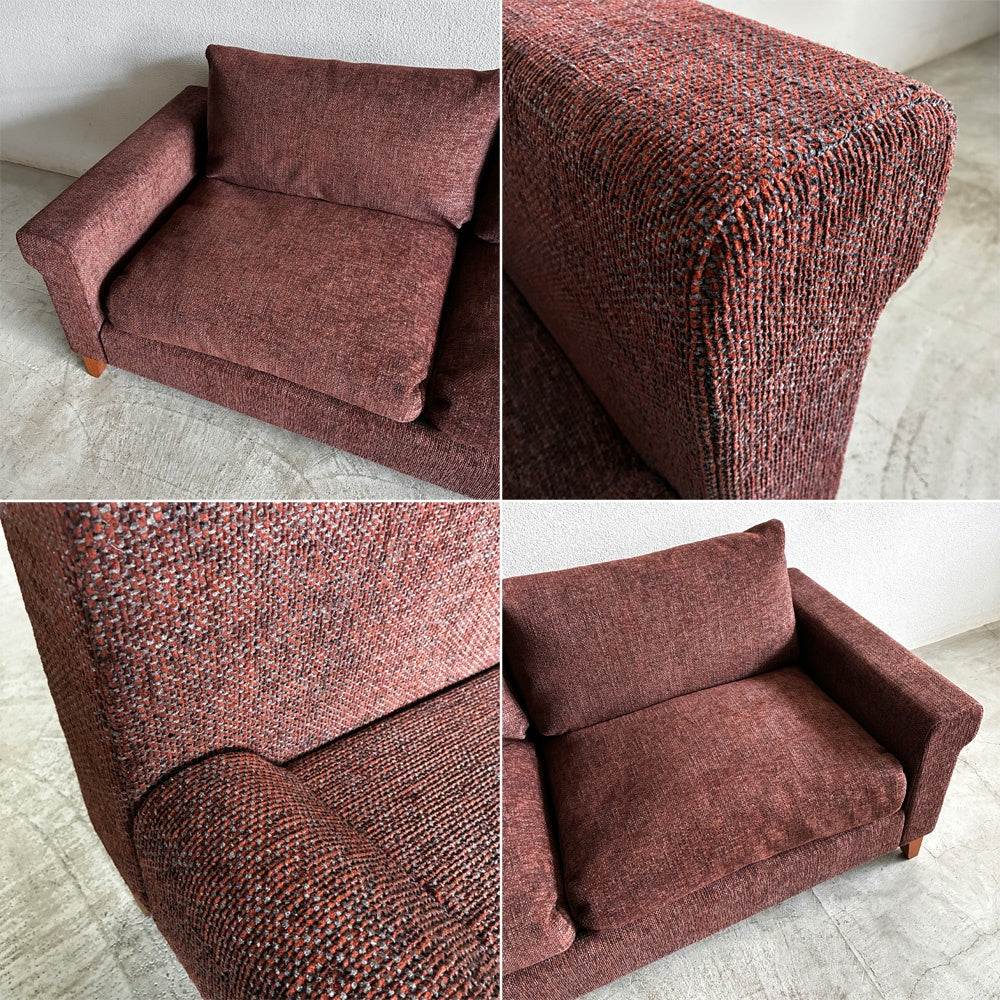 トラックファニチャー TRUCK FURNITURE FK ソファ 3シーター W204cm ウォールナット無垢材 × イタリア製 生地 褐色系 参考価格約55万円の品 〓