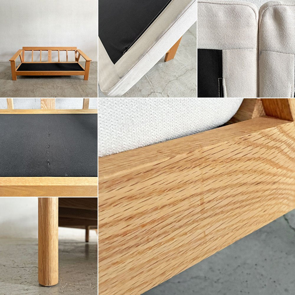 木蔵 BOKURA SP-SOFA01 3人掛けソファ レッドオーク材 W184cm カバーリングファブリック オフホワイト系 定価￥186,890-以上 〓