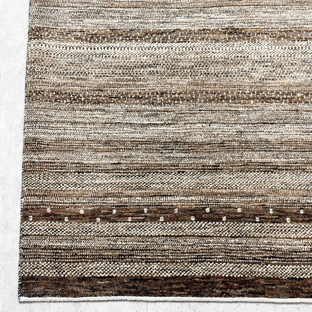 ゾランヴァリ ZOLLANVARI ペルシャ ギャッベ ラグ カーペット ボーダー柄 ブラウン系 205x158cm ●