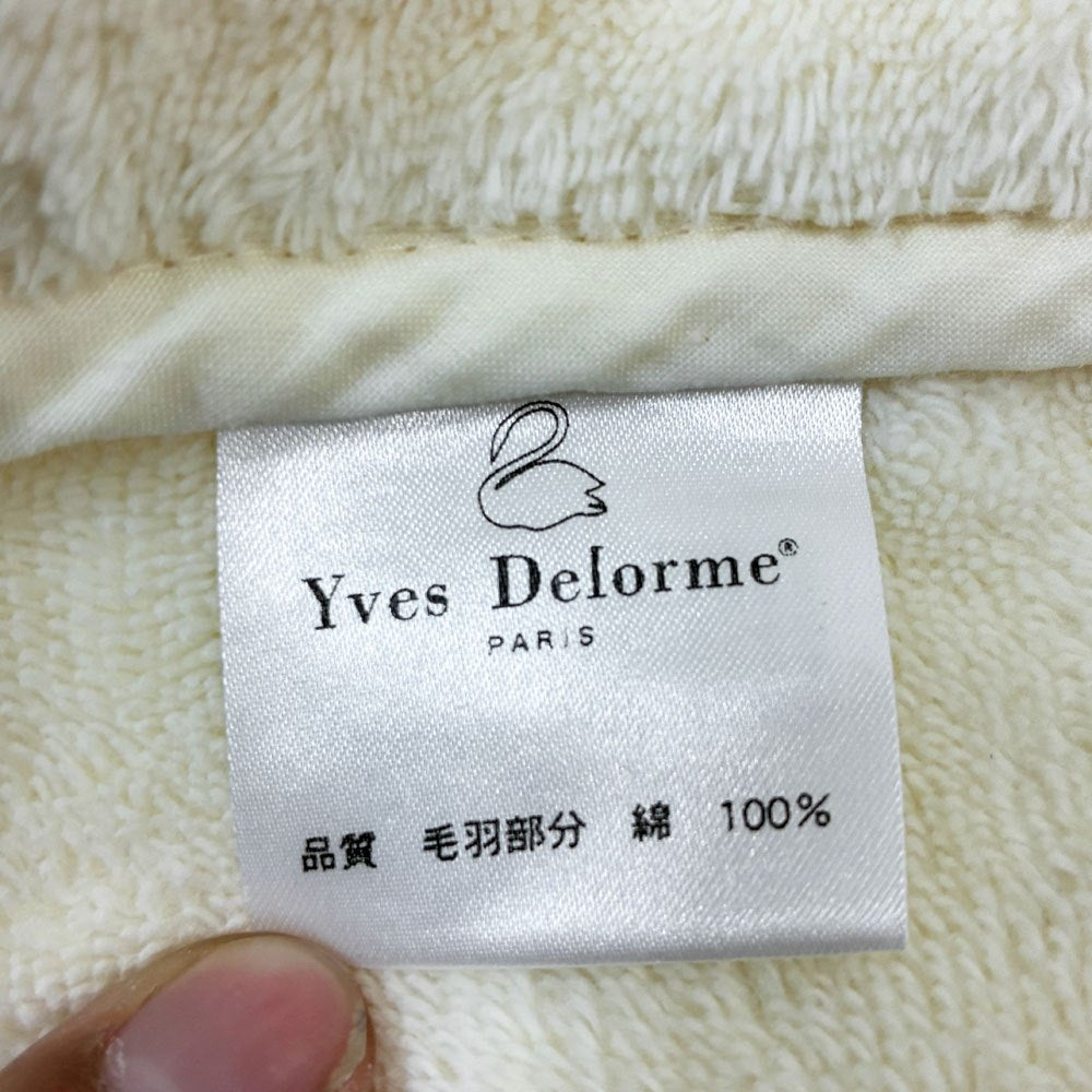 イヴドローム Yves Delorme 綿毛布 コットンブランケット ハーフサイズ イエロー フランス ●