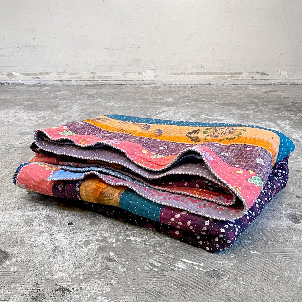 インドビンテージ Indian Vintage ラリーキルト ラグ カーペット パッチワーク 伝統工芸 240x150cm ■