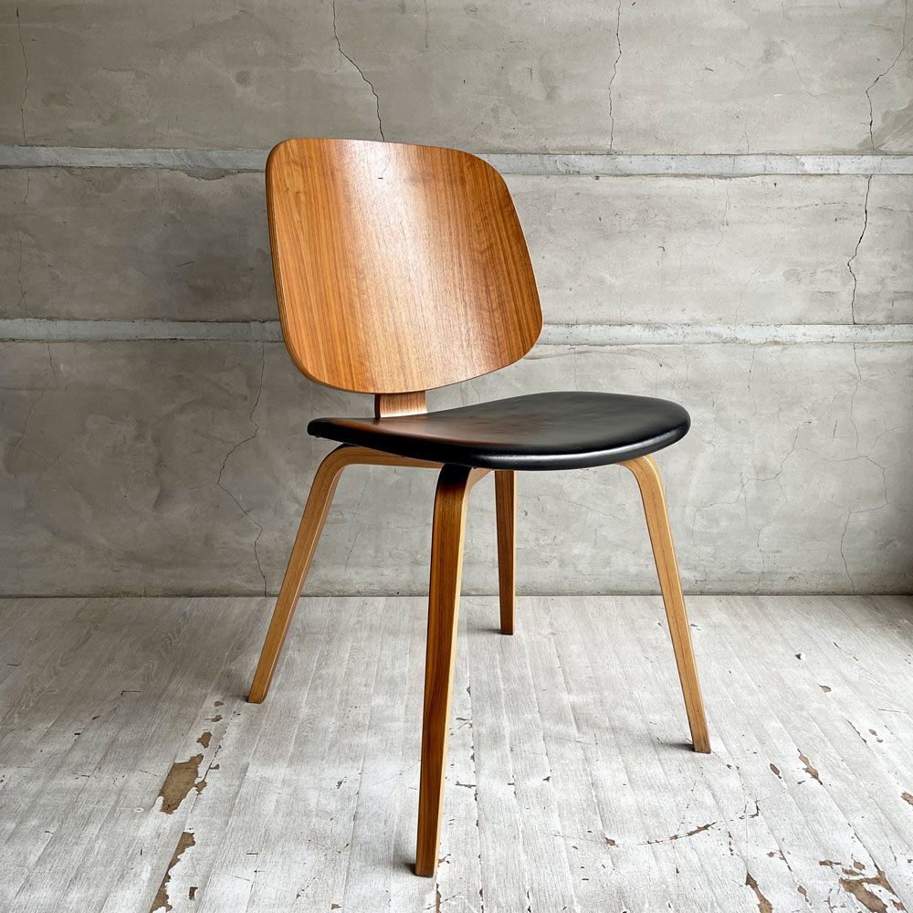 ボーコンセプト BoConcept オーフス Aarhus ダイニングチェア ウォールナット材 プライウッド PVCレザー デンマーク 北欧モダン 廃番 A ♪