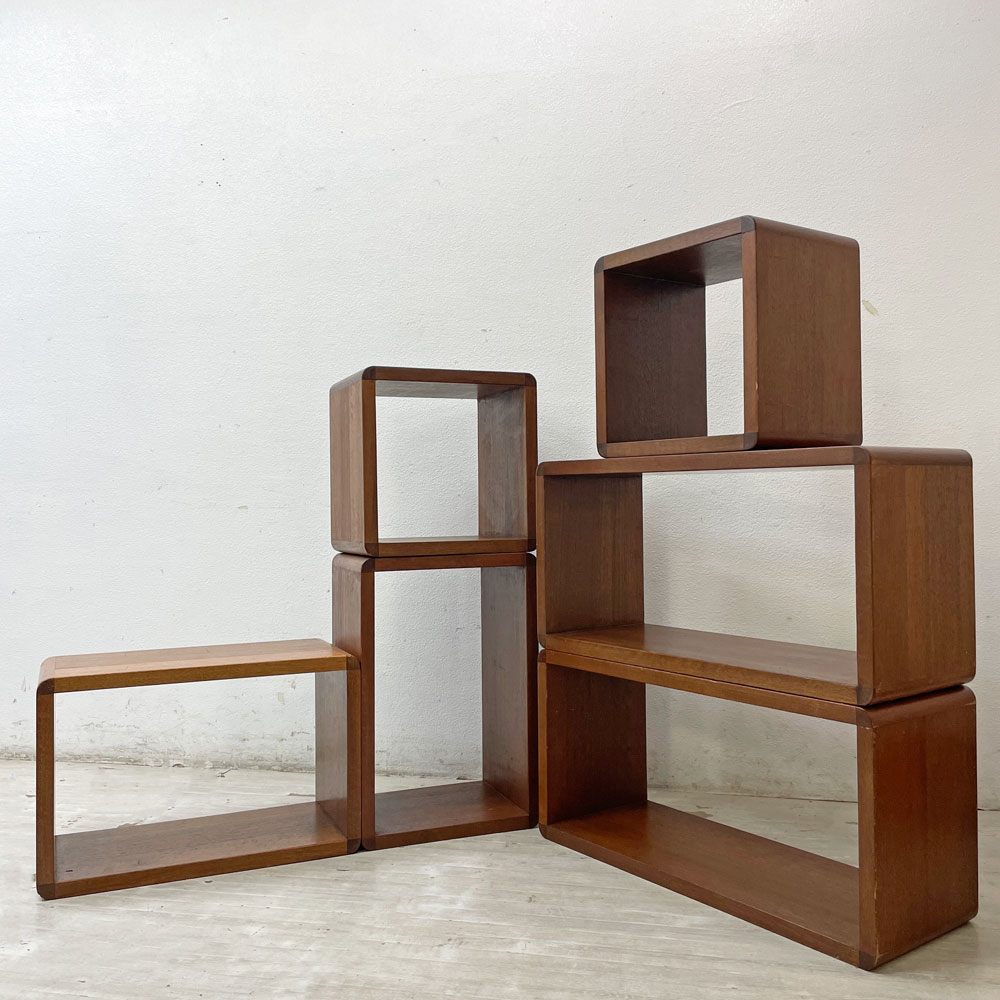 木製ユニットシェルフ ボックスシェルフ オープンシェルフ 飾り棚 S×2・M×2・L×2 6点セット 無垢材 ●