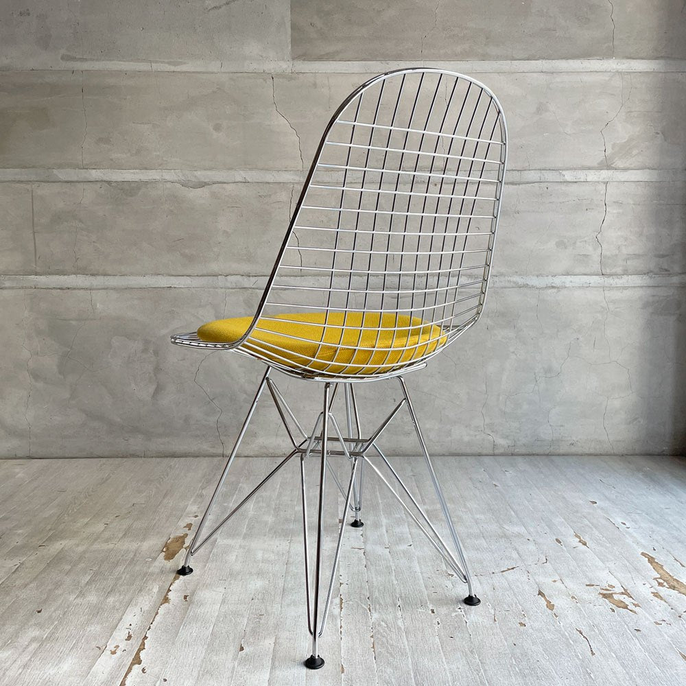 ヴィトラ vitra ワイヤーチェア Eames Wire Chair DKR5 エッフェルベース シートパッド付 イエローカラー C&R イームズ ミッドセンチュリー ♪