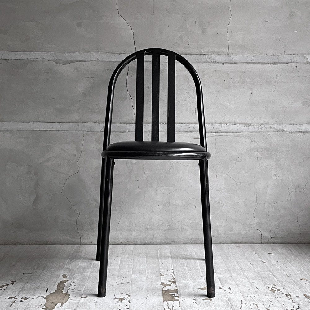 フランスビンテージ French Vintage ステヴァンチェア Stevens Chair モデルC Model C ブラック レザー クッションシート ロベール・マレ＝ステヴァンス 刻印有 B ♪
