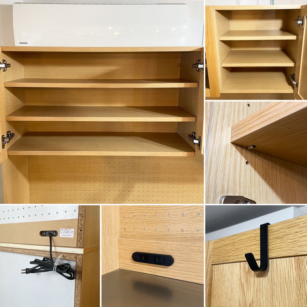 ベルメゾン Belle Maison キッチンキャビネット キッチンボード 食器棚 ナチュラル W140cm 廃番 参考定価：￥151,200- ◎
