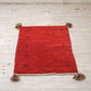 イラン 手織り ギャッベ gabbeh 絨毯 ラグ カーペット レッド 91×61cm 鹿モチーフ ●