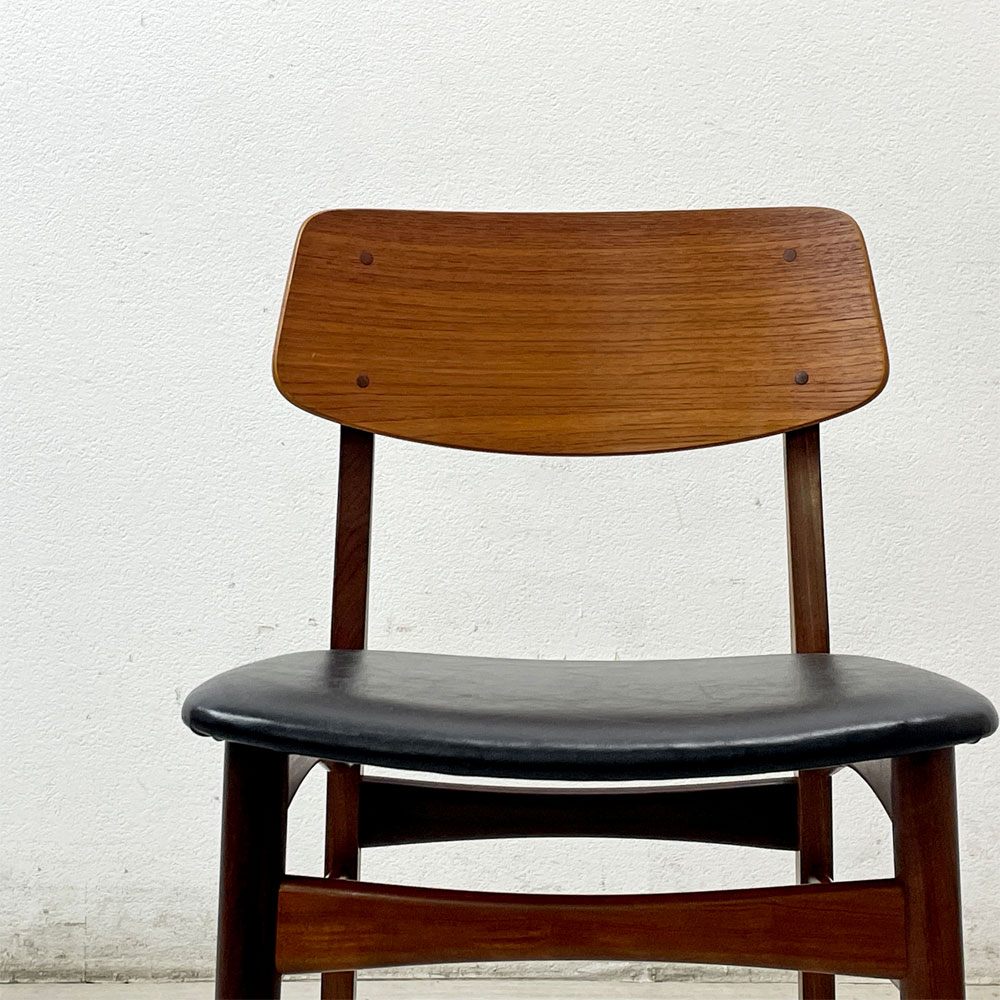 ファーストラップ FARSTRUP Model 208A ダイニングチェア チーク×アフロモシア材 レザー デンマーク ビンテージ 北欧家具 A ●