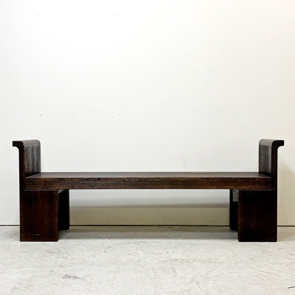 桐里工房 焼桐 ベンチ 桐無垢材 浮造り 大川家具 W176cm 店舗什器 クラフト プリミティブ ●