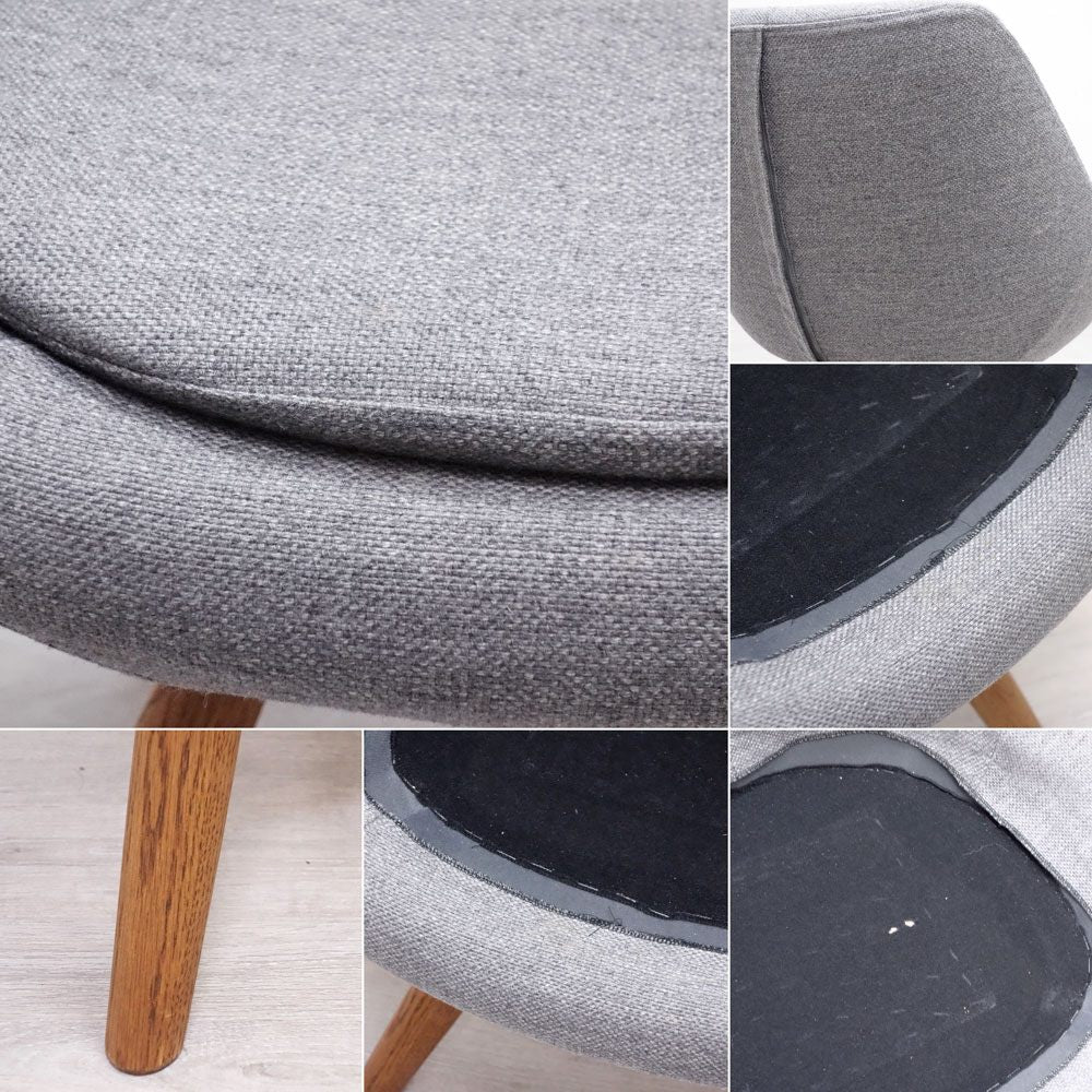 モモナチュラル MOMO Natural M-ROUND CHAIR EM ダイニングチェア オーク材 回転式 ライトグレーファブリック ●