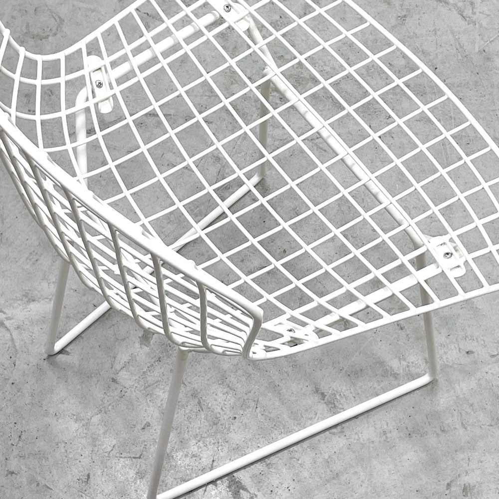 ノル Knoll 420 サイドチェア ワイヤーチェア ダイニングチェア ホワイト × レッド ファブリック フルカバー仕様 ビンテージ B ●