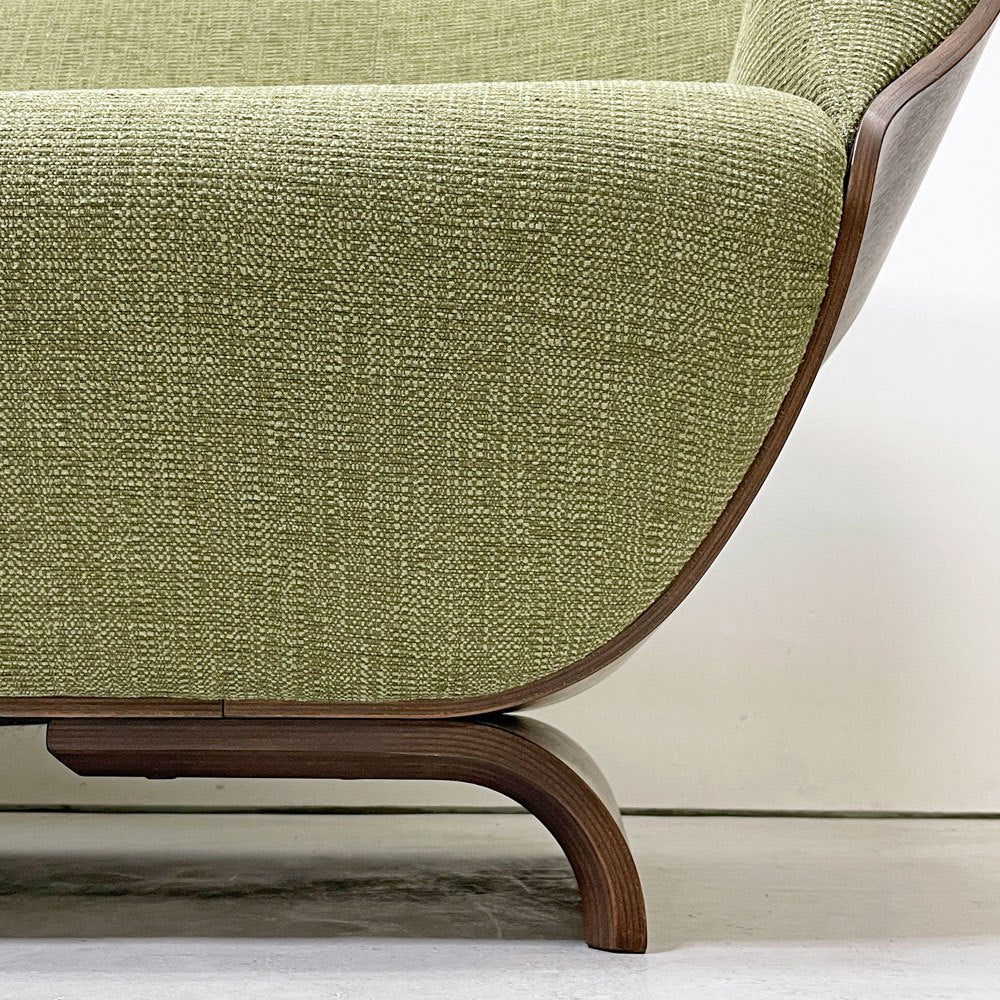 冨士ファニチア FUJI FURNITURE タピオTapio 3シーターソファ オーク材×ファブリック ライトグリーン系 ナチュラルモダン ●