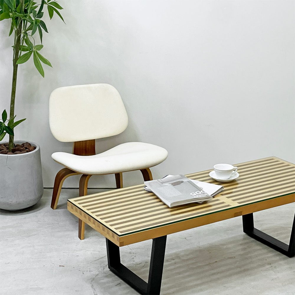 ハーマンミラー Herman Miller プラットフォームベンチ Platform Bench ネルソンベンチ コーヒーテーブル ローテーブル ガラス天板 メープル ウッドベース W122cm ジョージネルソン George Nelson ミッドセンチュリー ●