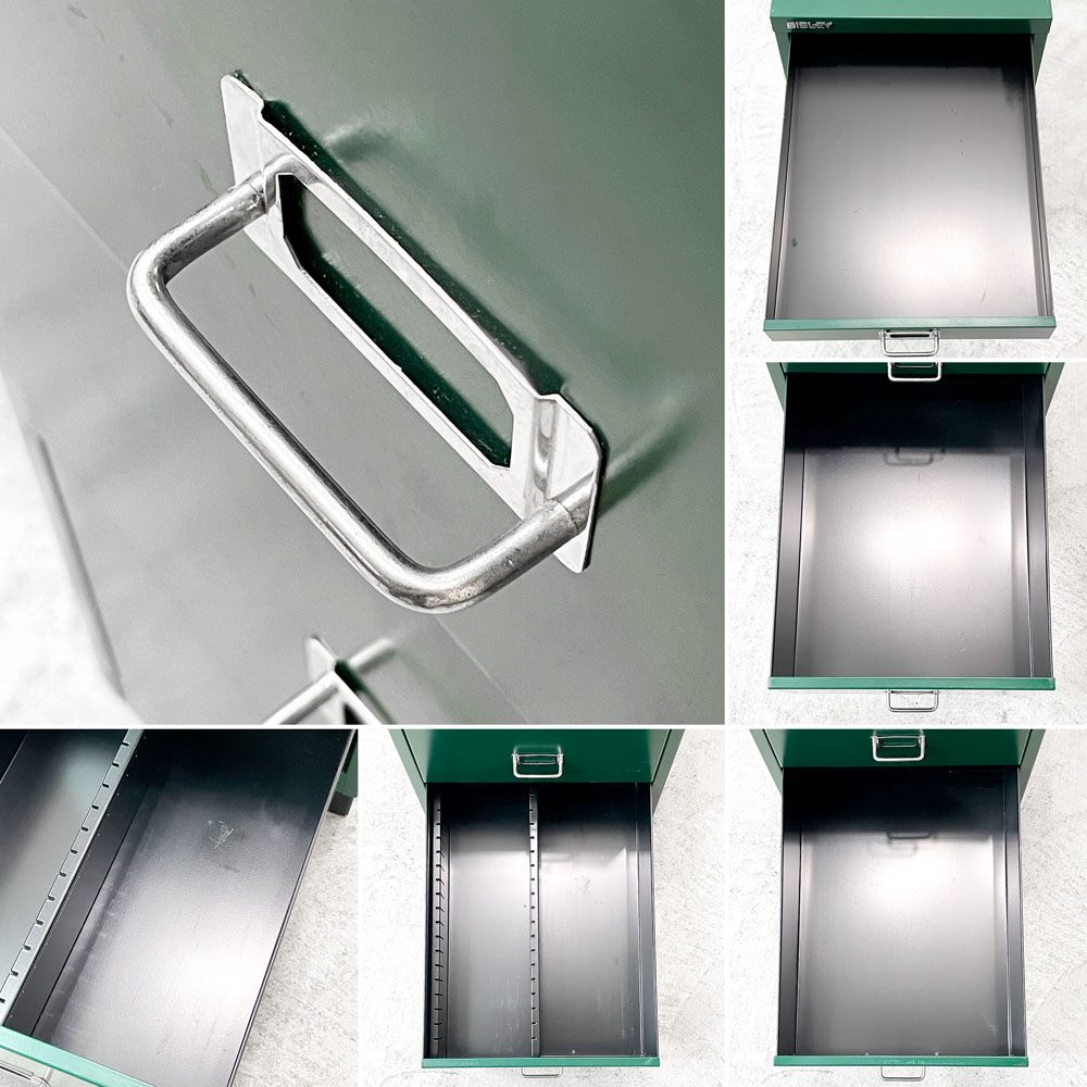 ビスレー BISLEY BASICシリーズ BA3/CD キャビネット 4段 スチールワゴン オフィス 店舗什器 グリーン 英国 廃番品 ●