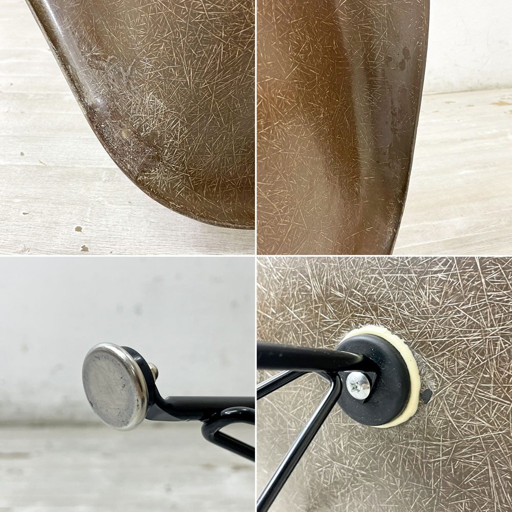 ハーマンミラー Herman Miller 2ndビンテージ アームシェルチェア FRP製 1stタイプ エッフェルベース シールブラウン C&R イームズ ミッドセンチュリー ●