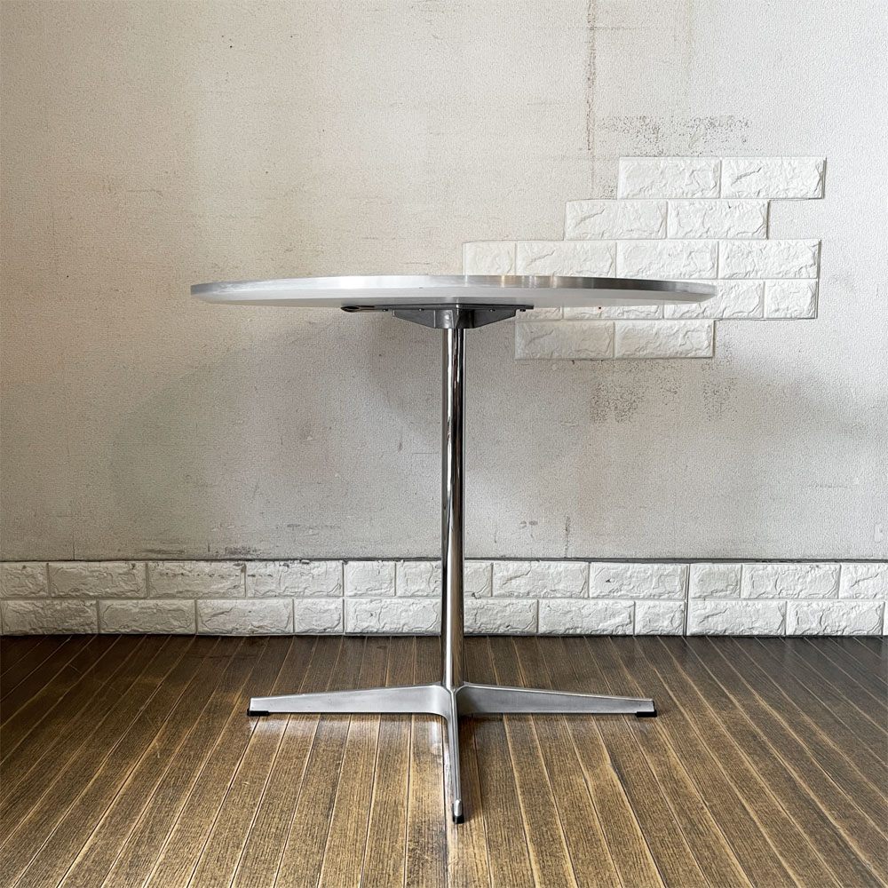 フリッツハンセン Fritz Hansen スーパー円テーブル Aテーブル SUPERCIRCULAR Table  A602 カフェテーブル W75cm ホワイトメラミン ピート・ハイン アルネ・ヤコブセン 定価￥261,800- ◎