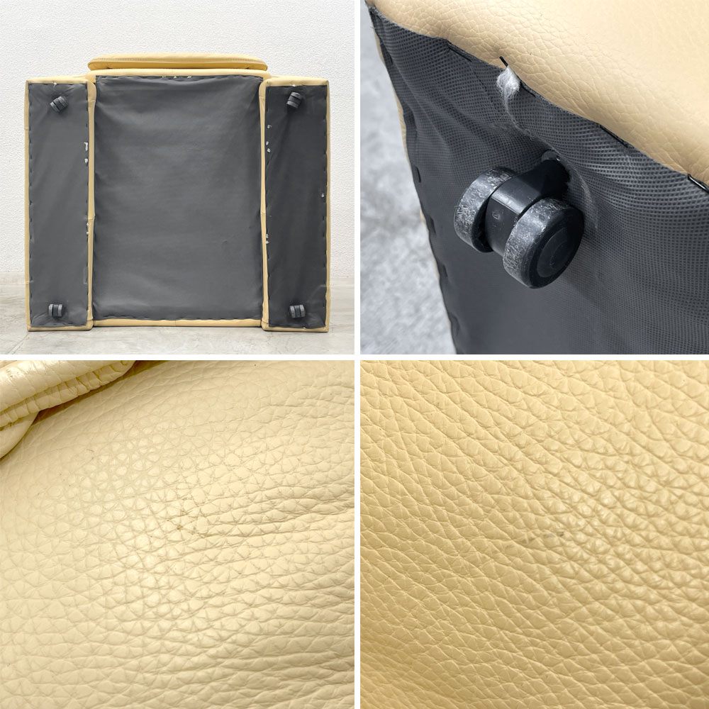 ヒモラ Himolla パシフィック PACIFIC 1シーターソファ レザー 本革 キャスター付き アイボリー系 ドイツ製 〓