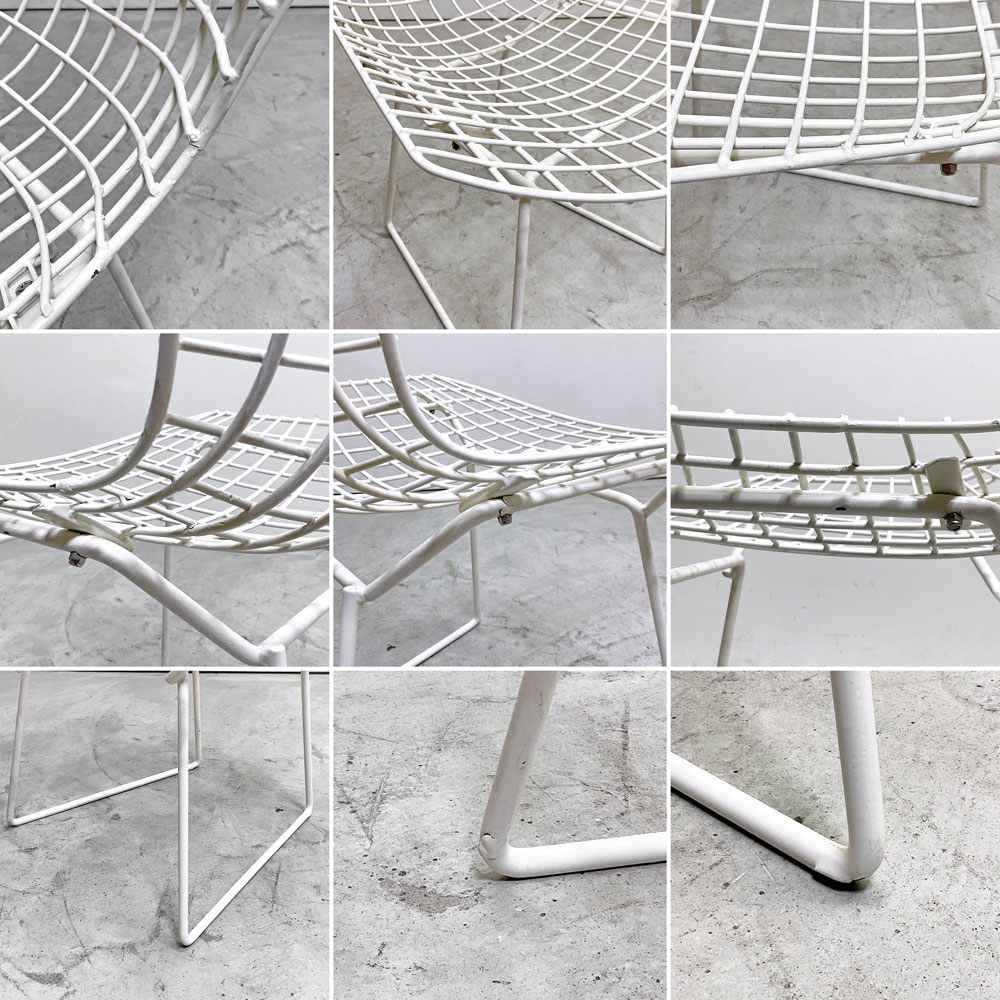 ノル Knoll 420 サイドチェア ワイヤーチェア ホワイト ハリー・ベルトイア Harry Bertoia ミッドセンチュリー ビンテージ 名作椅子 ●