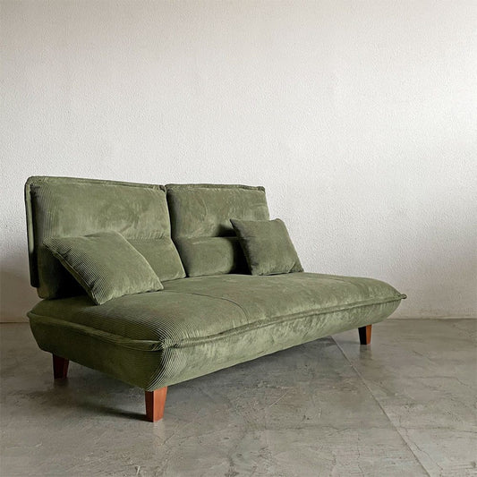 関家具 グランパ Granpa 2.5人掛けソファ 背もたれ前後スライド式 W165cm コーデュロイ グリーン クッション付 〓