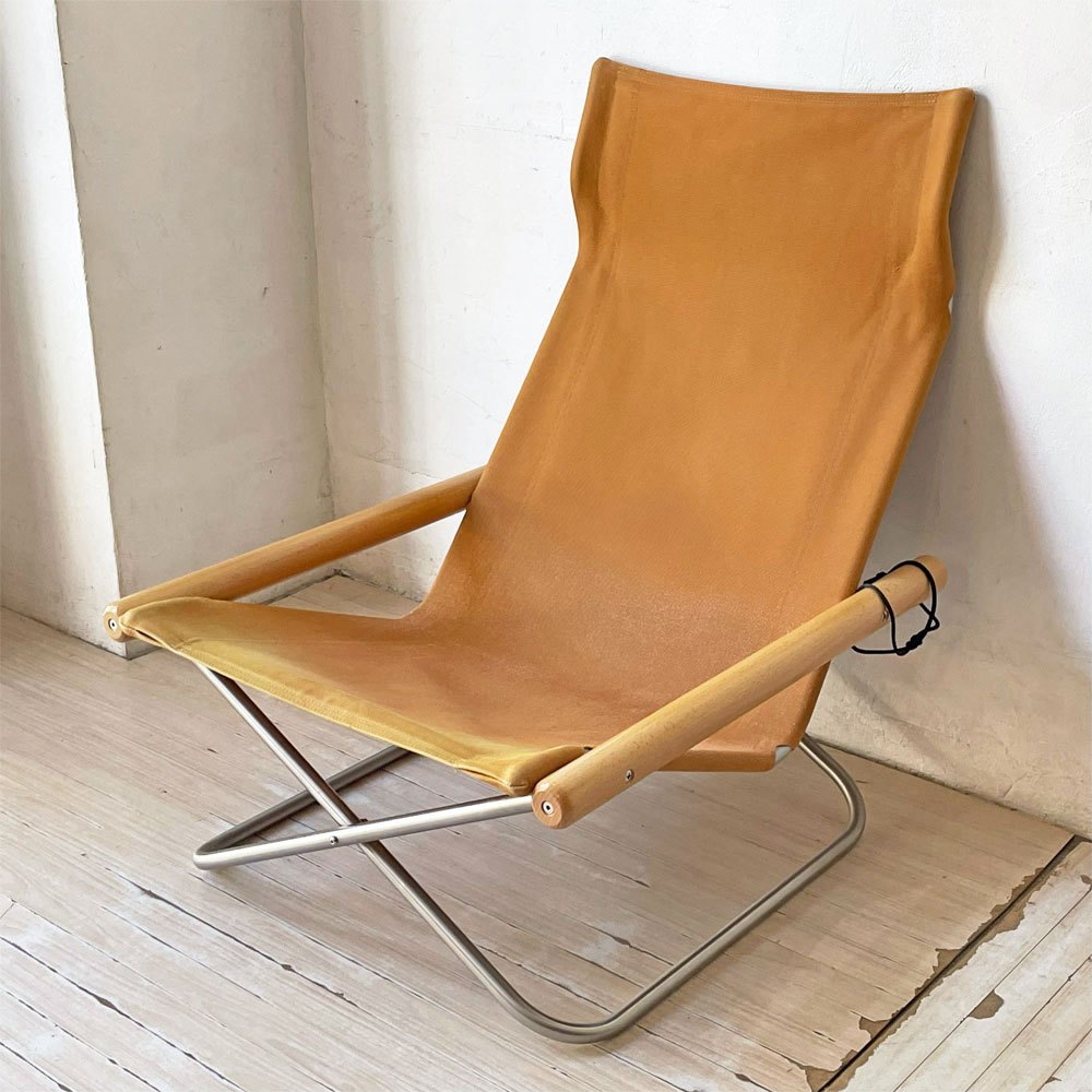 ニーチェア エックス NY chair X フォールディングチェア 折り畳みチェア ラウンジチェア キャメル ナチュラル ビーチ材 新居猛 MoMA 定価 59,400円 ★