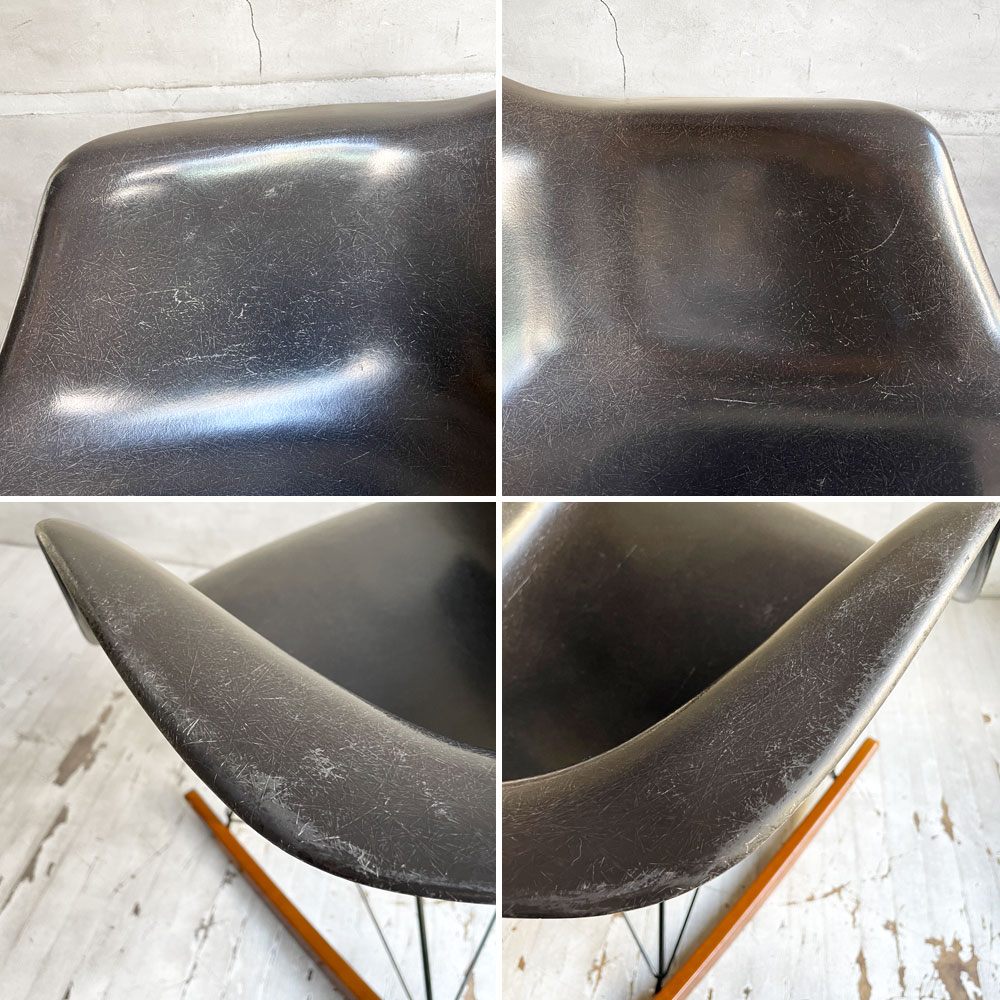ハーマンミラー Herman Miller アームシェルチェア セカンド 2nd ビンテージ FRP ダークトーン ロッカーベース イームズ ミッドセンチュリー 希少カラー ♪