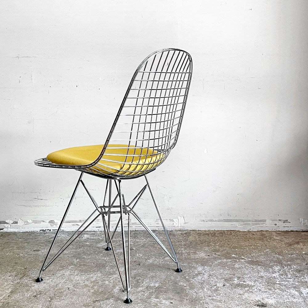 ヴィトラ Vitra DKR ワイヤーチェア Eames Wire Chair エッフェルベース シートパッド付 イエロー C&R イームズ ミッドセンチュリー ■